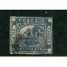 ARGENTINA 1858 GJ 05 BARQUITO ESTAMPILLA USADA CON INFIMO ADELGAZAMIENTO MUY BUEN FRENTE U$ 165